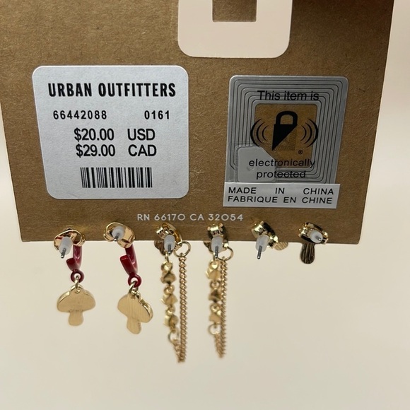 UO Icon Rhinestone Earring Set, Red/Gold, NWT - Picture 4 of 5